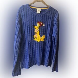 Disney Pluto cable knit blue sweater Size Medium. #10268